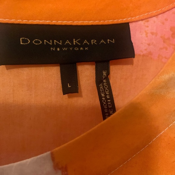 DonnaKaran top multicolor orange,pink, beige, black insert. Size L - Picture 5 of 8